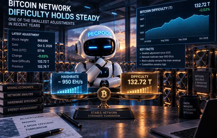 Bitcoin Mining Difficulty Barely Moves in One of the Flattest Adjustments in Years