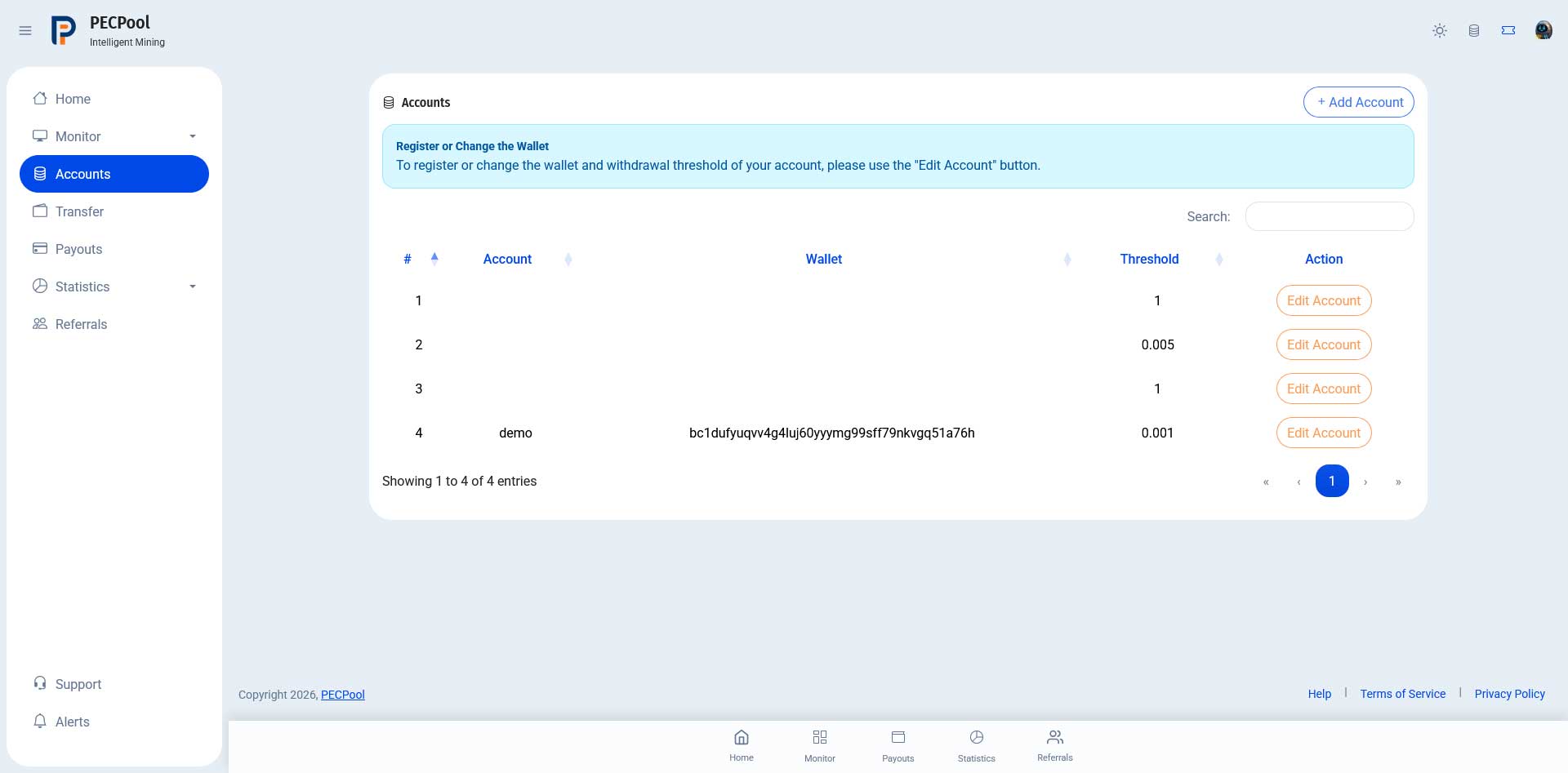 Updated Wallet in Accounts